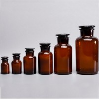 Glass Reagent Bottle Ground Glass Stopper Amber Laboratory Bottle