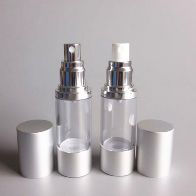 30ml clear airless sprayer bottle with silver lid